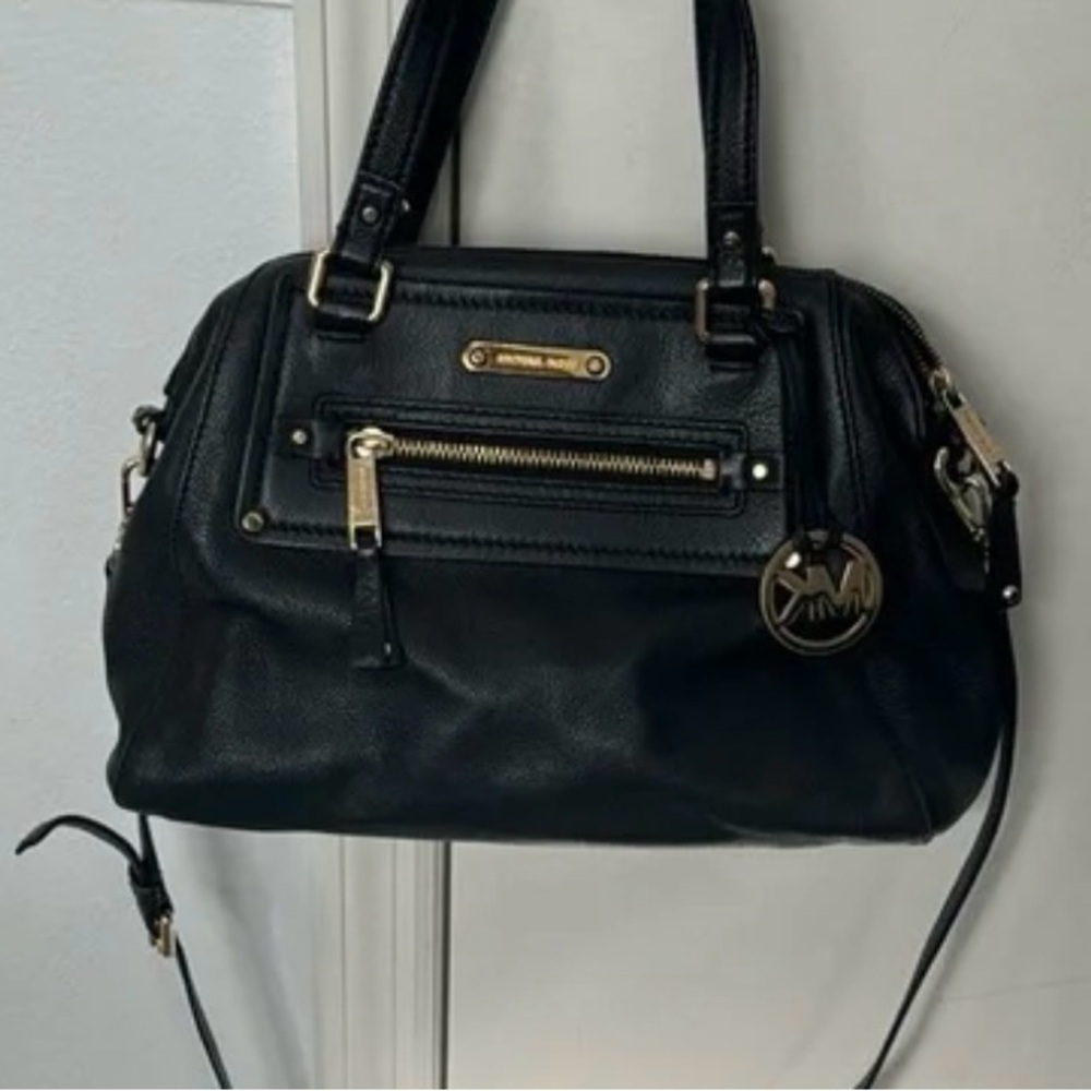 Michael Kors Black Satchel with Gold Accents
leather